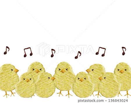 [Chick frame] Hand embroidery illustration material 136843024