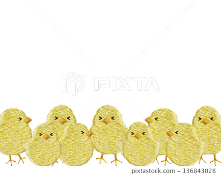 [Chick frame] Hand embroidery illustration material 136843028