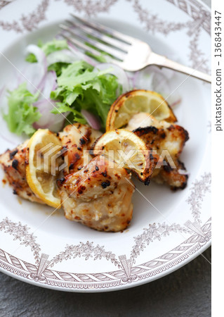 Grilled chicken on a plate Grilled chicken on a plate 136843447