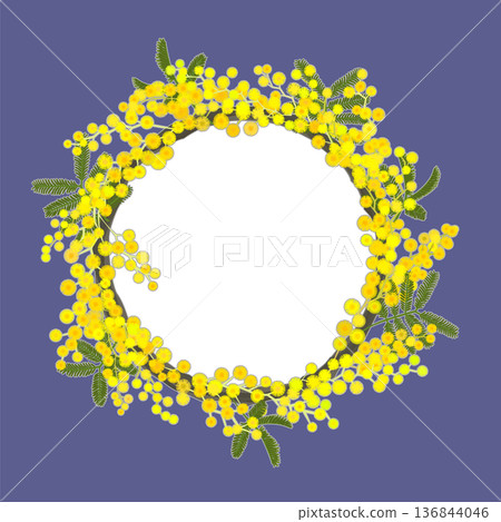 Mimosa wreath (transparent interior, blue-gray) 136844046