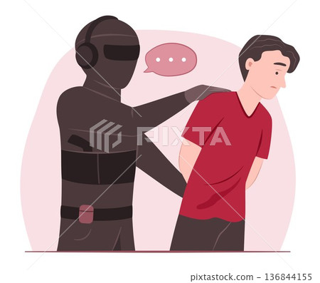 Policeman Officer Arrested the Criminal Offender Thief Man for Crime and Illegal Concept Illustration Clip Art Policeman Officer Arrested the Criminal Offender Thief Man for Crime and Illegal Concept Illustration Clip Art 136844155