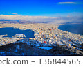 Snowy scenery of Hakodate seen from Mt. Hakodate 136844565