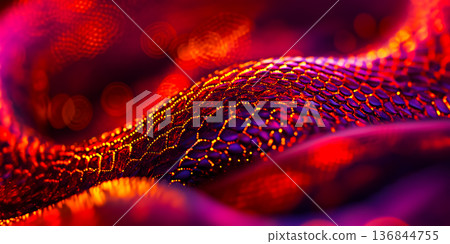 Abstract futuristic dragon pattern background decorated with shimmering gold threads like liquid gold, screensaver for Chinese New Year greetings 136844755