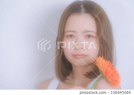 Transparent portrait of a woman with flowers Transparent portrait of a woman with flowers 136845084
