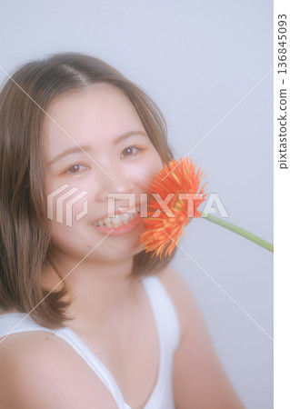 Transparent portrait of a woman with flowers Transparent portrait of a woman with flowers 136845093