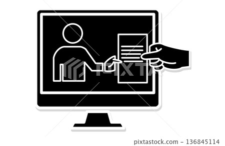數位化包容性社會:遠端幫助熱線和支援圖標 數位化包容性社會:遠端幫助熱線和支援圖標 136845114