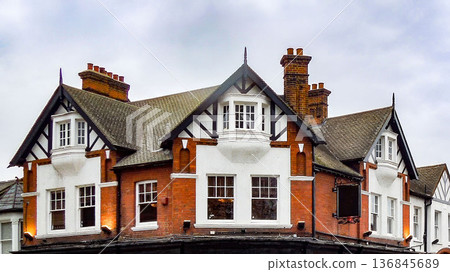 Exterior of a traditional Tudor building in Greenwich, London Exterior of a traditional Tudor building in Greenwich, London 136845689
