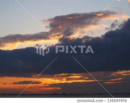 Evening view of Kansai International Airport Evening view of Kansai International Airport 136845950