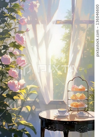 玫瑰溫室裡的下午茶時光 136846600