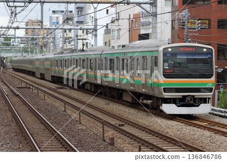 Shonan-Shinjuku Line E231 series passing near Komagome Shonan-Shinjuku Line E231 series passing near Komagome 136846786