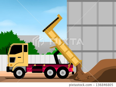 吊起大型自卸卡車 吊起大型自卸卡車 136846805