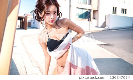 A young woman in a bathing suit 136847024