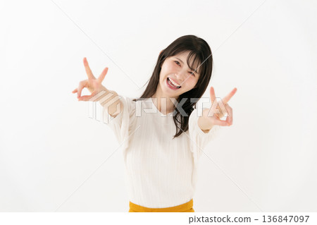 Middle-aged woman portrait peace Middle-aged woman portrait peace 136847097