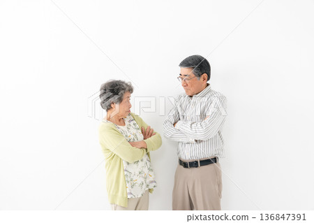 Senior couple glaring at each other 136847391