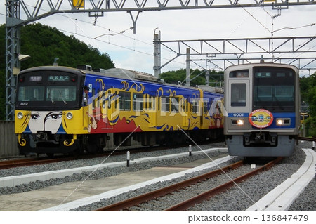 Seibu 3000 series 3011F and 6000 series 6101F on display at Musashigaoka Seibu 3000 series 3011F and 6000 series 6101F on display at Musashigaoka 136847479