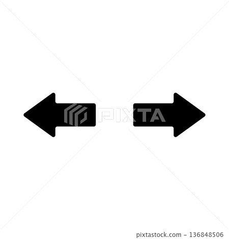 Two opposite arrows pointing left and right. Isolated vector icon on white background. Two opposite arrows pointing left and right. Isolated vector icon on white background. 136848506