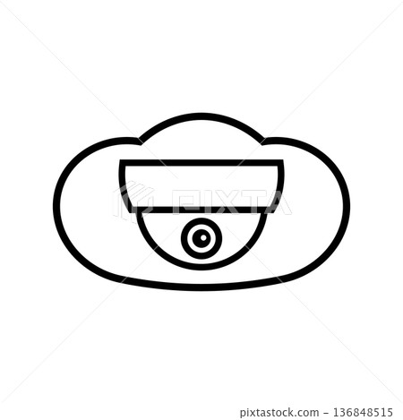 Cloud and dome camera. Vector icon. CCTV and video surveillance. Isolated illustration on white background . Cloud and dome camera. Vector icon. CCTV and video surveillance. Isolated illustration on white background . 136848515