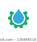 Gear wheel, cogwheel and a drop water. Vector illustration. 136848518