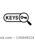 Key words icon. Search bar, key and magnifier. Vector illustration.  136848524