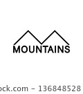 Mountains minimal simple logo. Isolated vector illustration on white background.  136848528