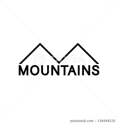Mountains minimal simple logo. Isolated vector illustration on white background. Mountains minimal simple logo. Isolated vector illustration on white background. 136848528
