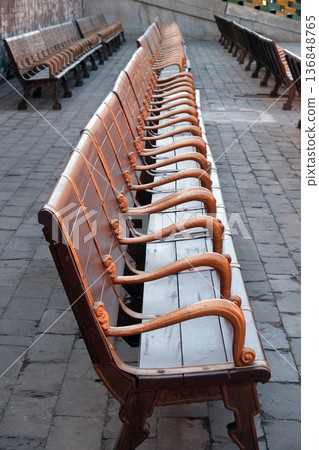 Bench in imperial palace in Forbidden City, Beijing Bench in imperial palace in Forbidden City, Beijing 136848765