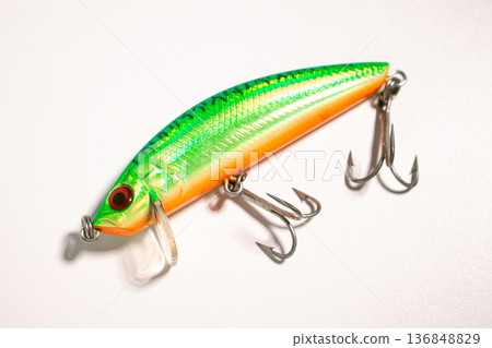 Special different colorful fishing tackles. Preparing for fishing 136848829
