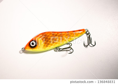 Special different colorful fishing tackles. Preparing for fishing Special different colorful fishing tackles. Preparing for fishing 136848831