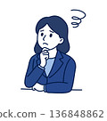 Female employees thinking about how to improve work efficiency 136848862