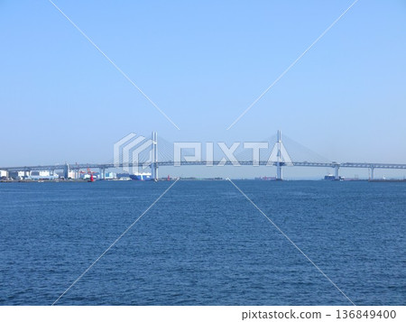 Yokohama Bay Bridge under the blue sky Yokohama Bay Bridge under the blue sky 136849400
