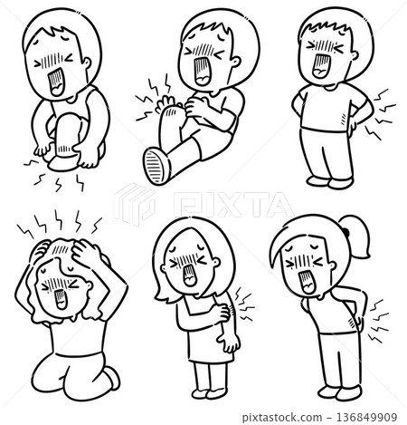 vector set of people got pain vector set of people got pain 136849909