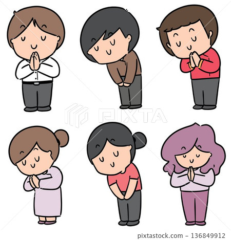 vector set of people feeling thankful vector set of people feeling thankful 136849912