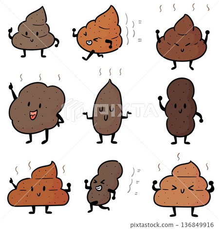 vector set of poop 136849916