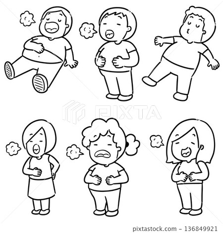 vector set of people full stomach 136849921