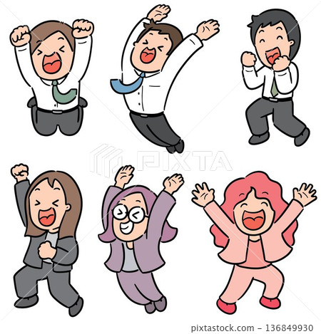 vector set of celebrating people vector set of celebrating people 136849930