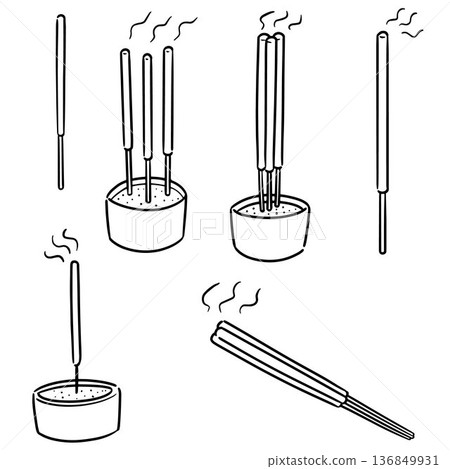vector set of incense stick vector set of incense stick 136849931