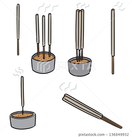 vector set of incense stick vector set of incense stick 136849932
