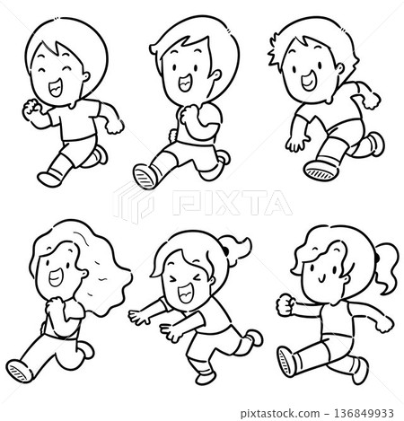 vector set of kid running 136849933
