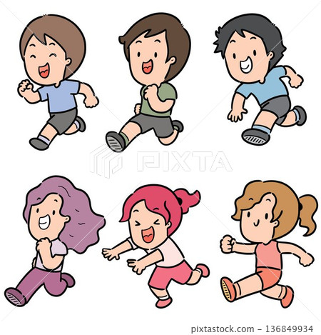 vector set of kid running 136849934