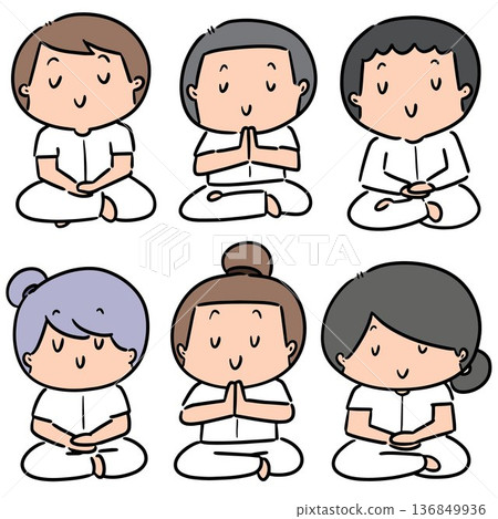 vector set of meditation vector set of meditation 136849936