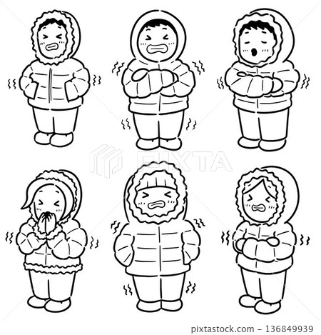 vector set of people in winter clothes 136849939