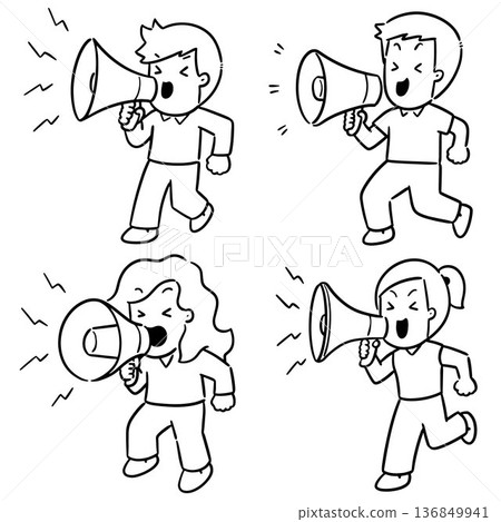 vector set of people with megaphone 136849941