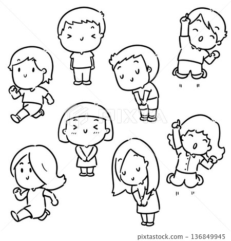 vector set of boy and girl vector set of boy and girl 136849945