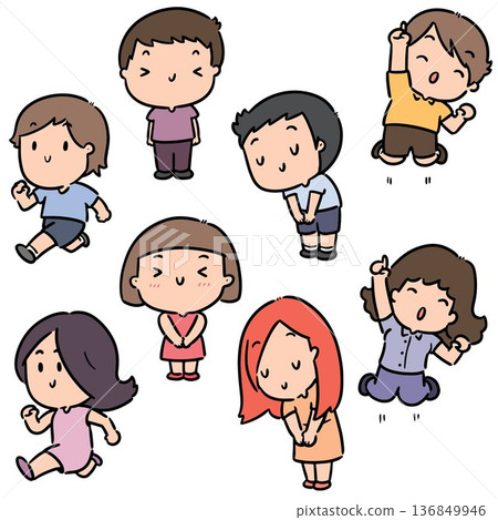 vector set of boy and girl 136849946
