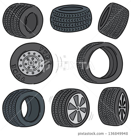 vector set of tires 136849948