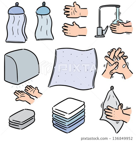 vector set of hand washing 136849952