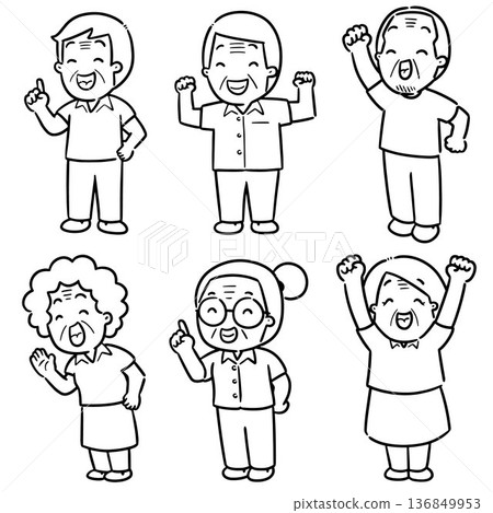 vector set of elder people 136849953
