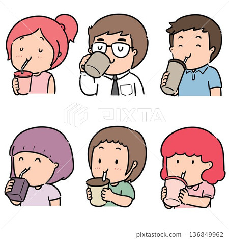 vector set of people drinking vector set of people drinking 136849962