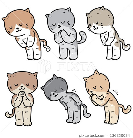 vector set of cat feeling thankful 136850024