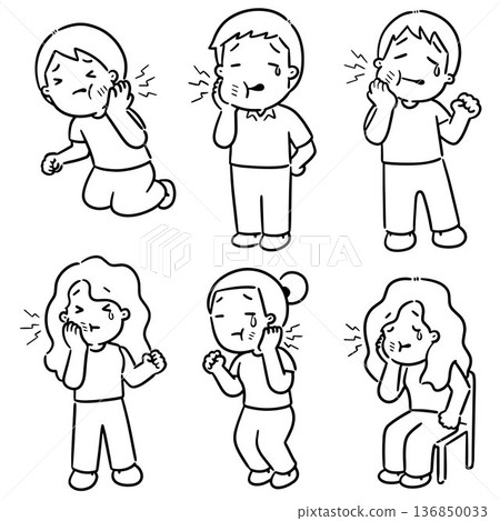 vector set of people got toothache vector set of people got toothache 136850033